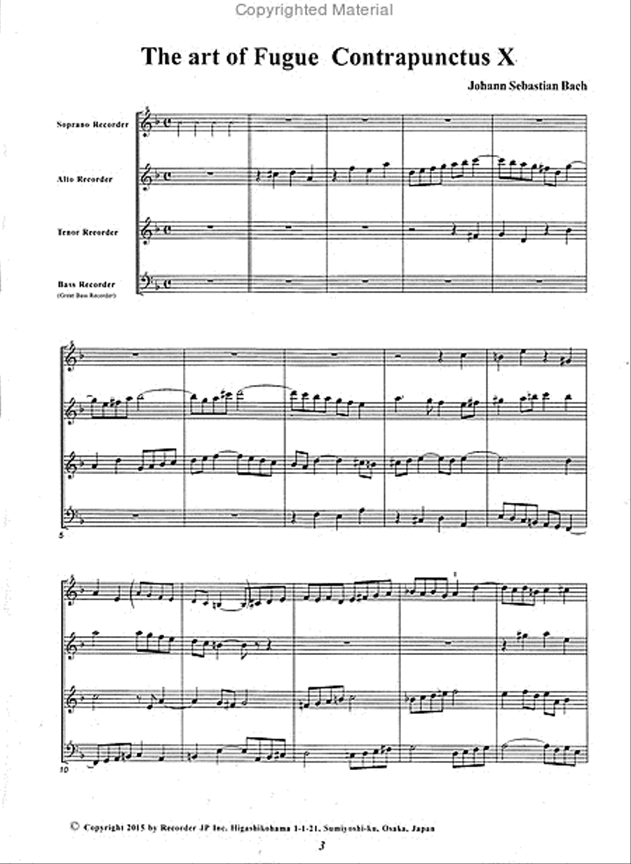 The Art of Fugue - Contrapunctus 10 Recorder scores gallery preview page 2