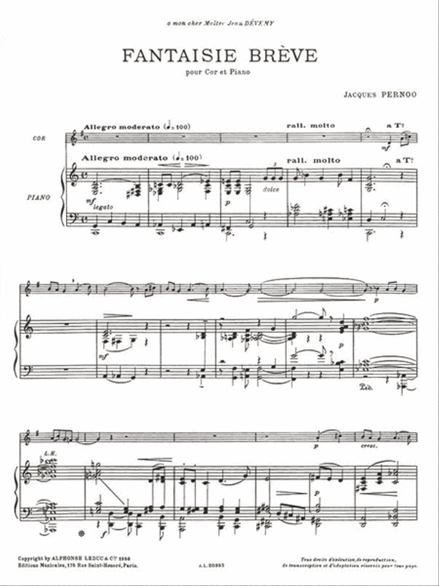 Fantaisie Breve (horn & Piano) Horn scores gallery preview page 2