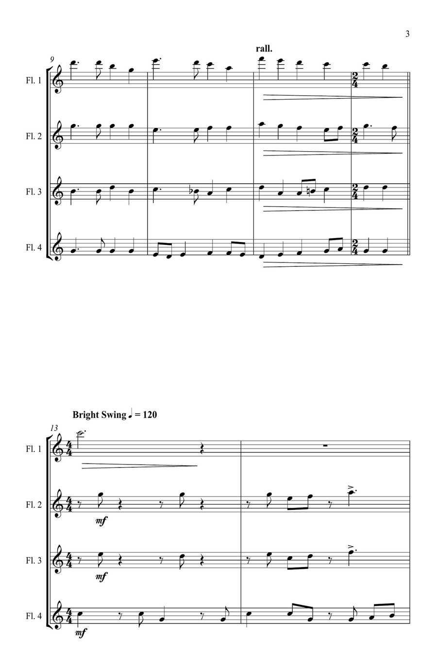 Jazz Carols Collection for Flute Quartet - Set Eight Flute Quartet scores gallery preview page 4