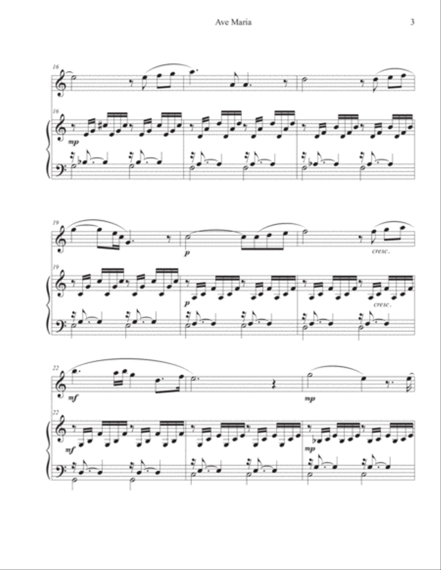 Ave Maria (Flute-Piano) Flute Solo scores gallery preview page 3