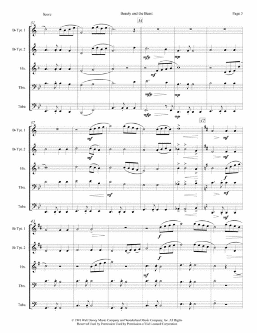 Beauty And The Beast Brass Ensemble scores gallery preview page 4