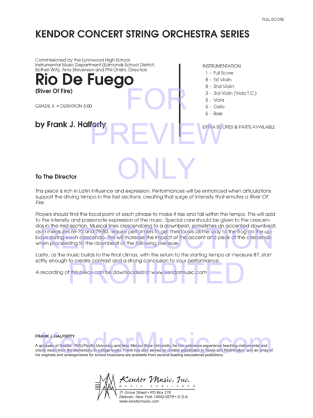 Rio De Fuego (River Of Fire) (Full Score)