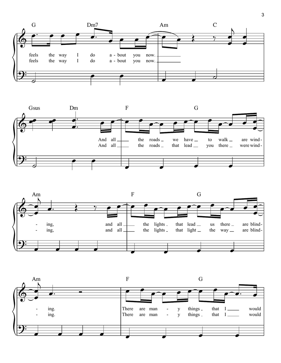 Wonderwall Easy Piano scores gallery preview page 3