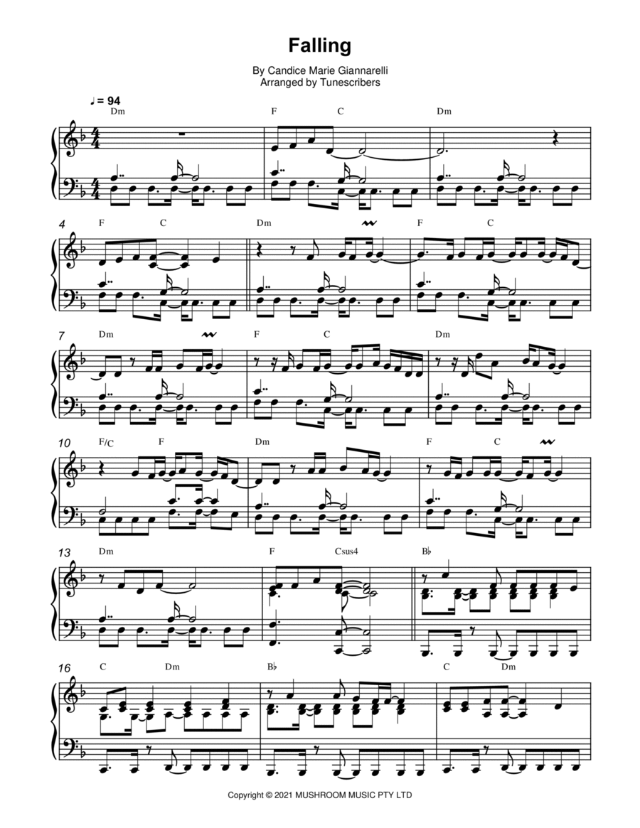 Falling Piano Solo scores gallery preview page 1