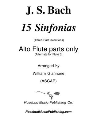 Book cover for Bach - 15 Three-part Inventions for 3 Flutes-AltoFluteParts (Flute 3)