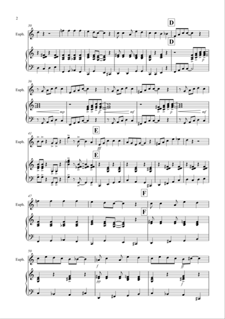Burnie's Ragtime for Euphonium and Piano Brass Duet scores gallery preview page 2