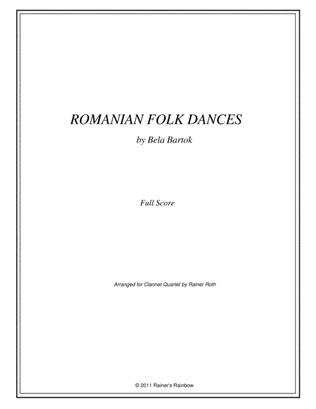 Bartok Roumanian Dances For Clarinet Quartet