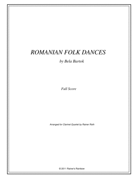Bartok Roumanian Dances For Clarinet Quartet image number null
