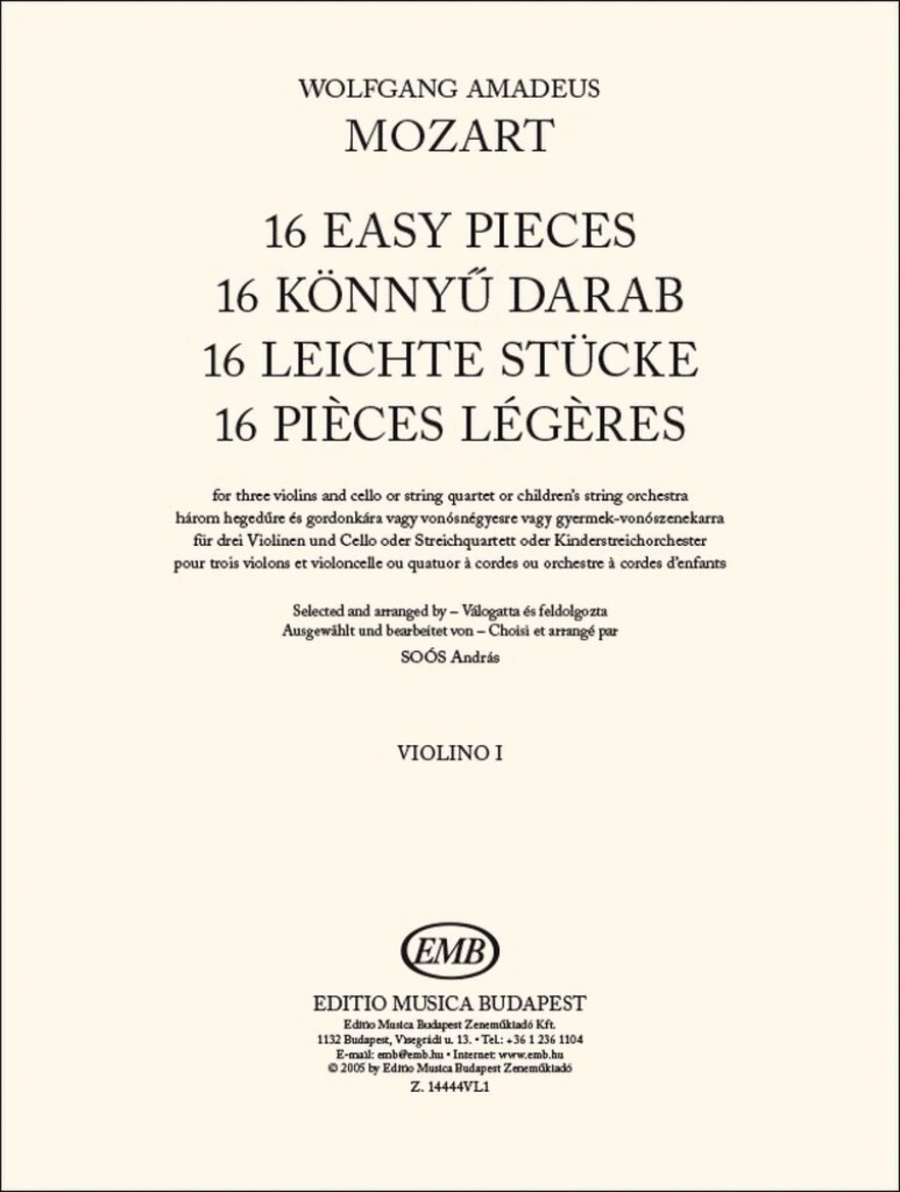 16 Easy Pieces- Violin 1 Violin scores gallery preview page 1