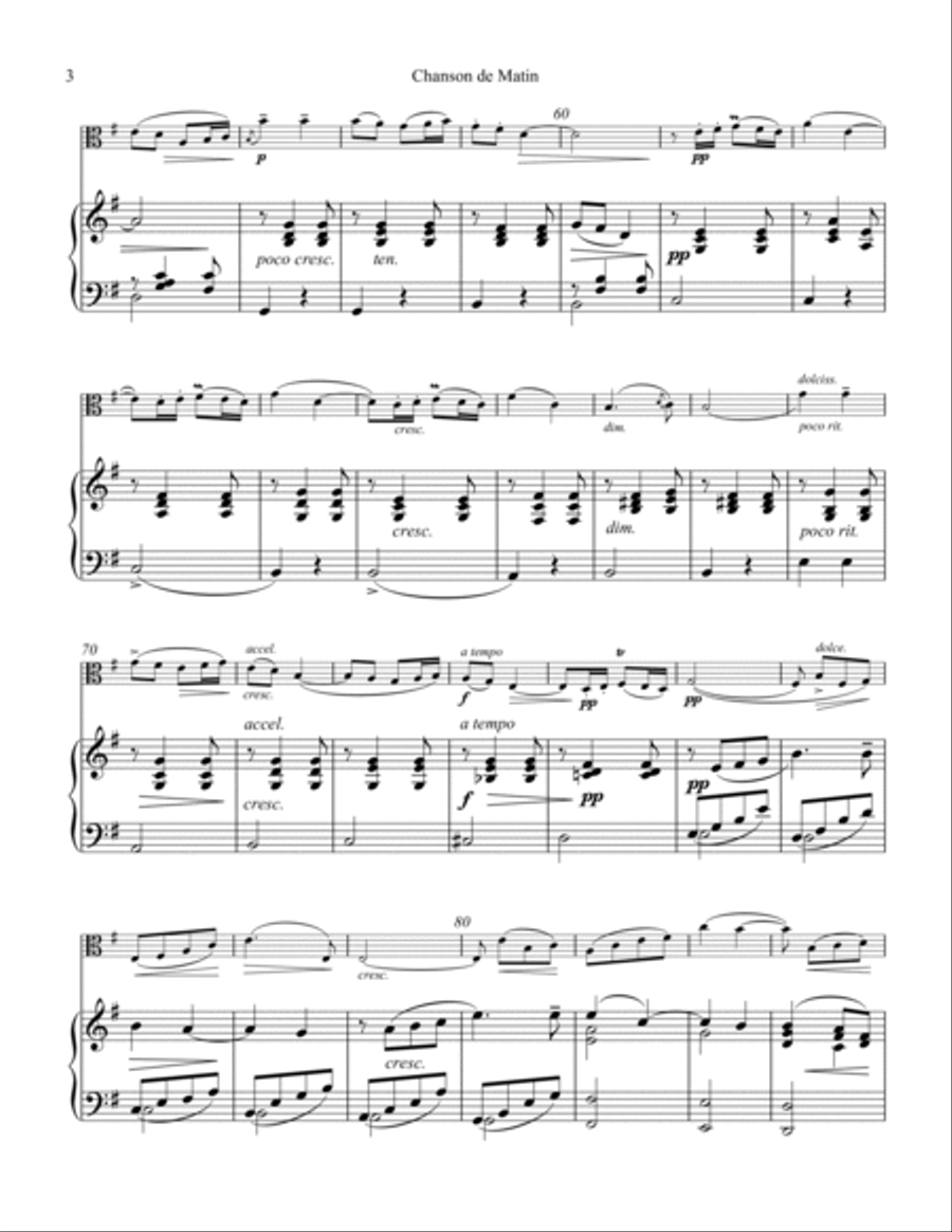 Chanson de Matin Op. 15 for viola and piano Piano scores gallery preview page 4
