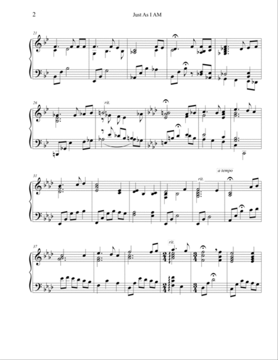 Just As I am Piano Solo scores gallery preview page 2