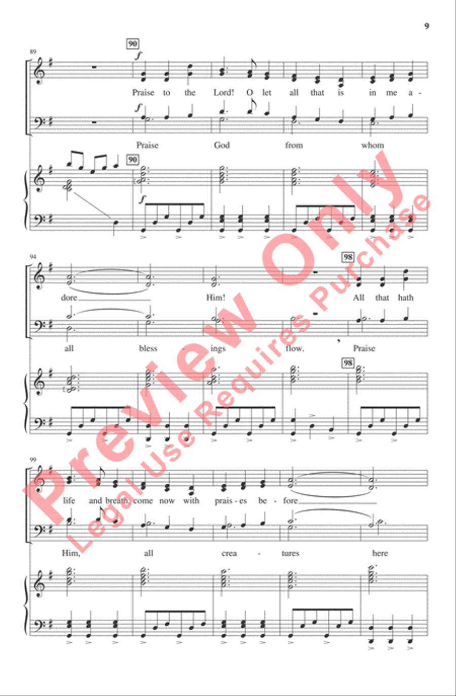 Praise to the Lord, the Almighty 4-Part scores gallery preview page 21