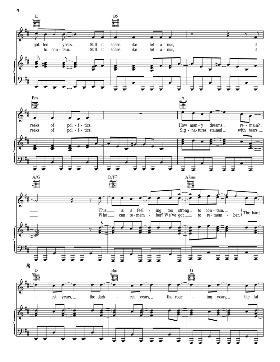Forgotten Years Piano, Vocal, Guitar scores gallery preview page 4
