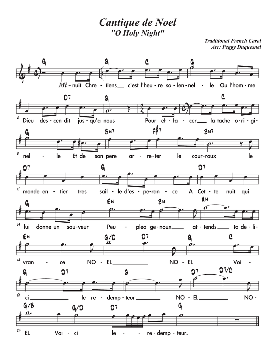 Cantique de Noel / O Holy Night - Key of G Piano scores gallery preview page 1