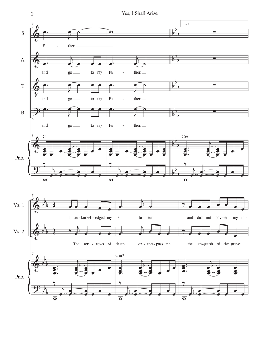 Yes, I Shall Arise (Vocal Quartet - (SATB) 4-Part scores gallery preview page 2