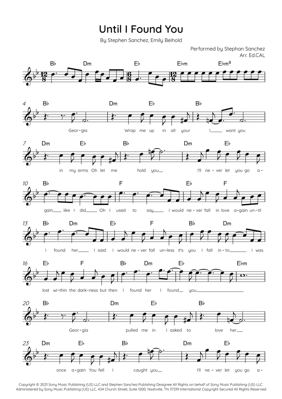 Until I Found You Piano scores gallery preview page 1