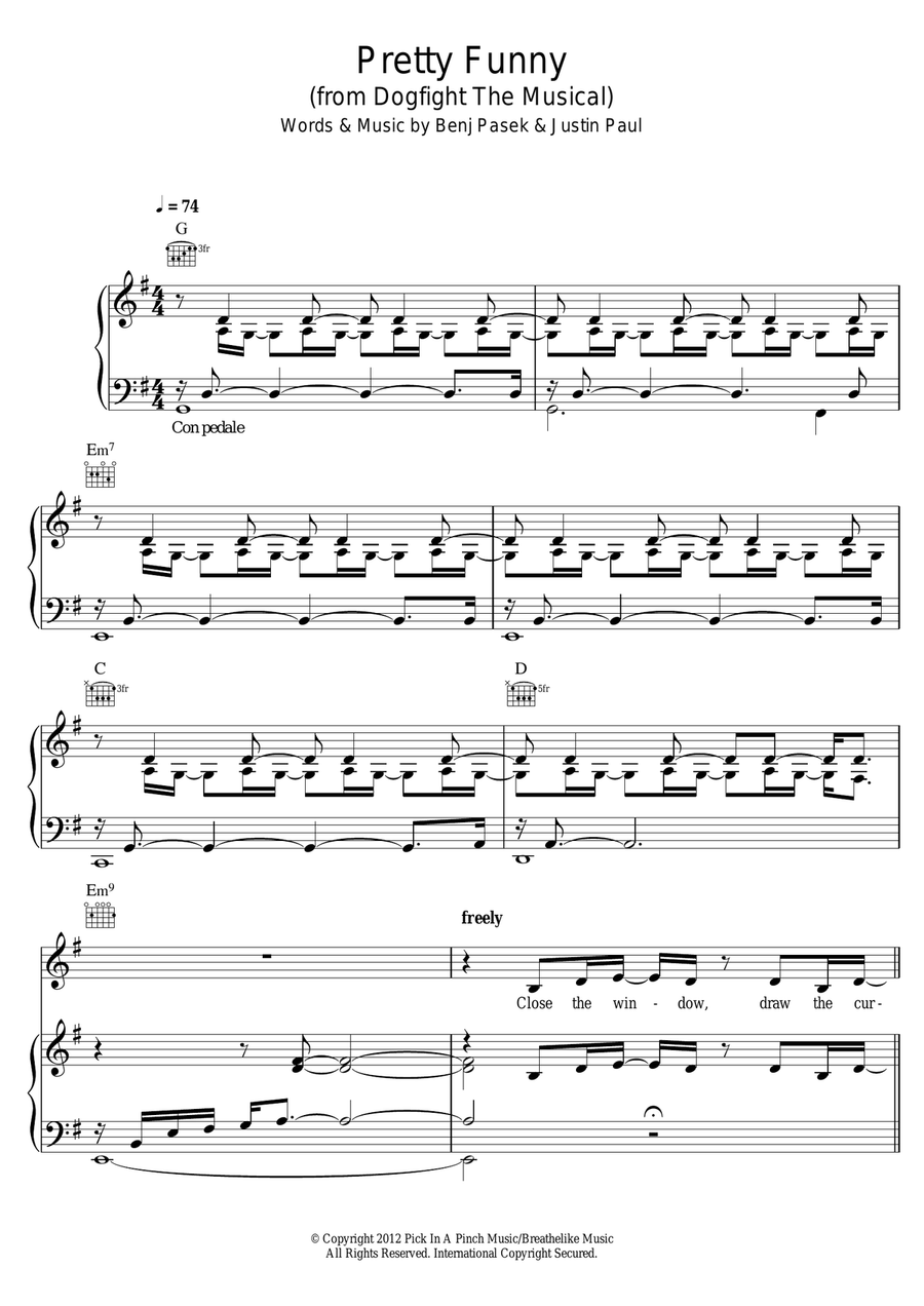 Pretty Funny (from Dogfight The Musical) Piano, Vocal scores gallery preview page 1