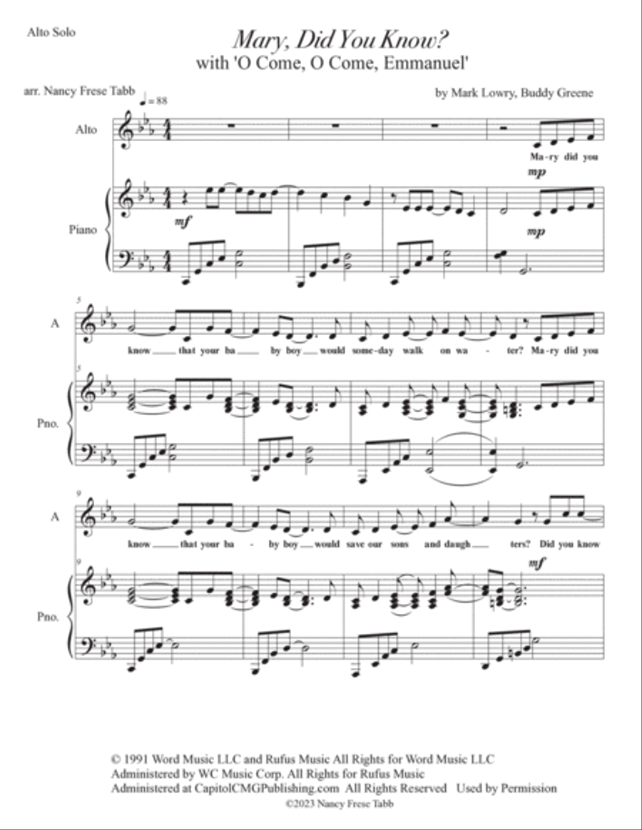 Mary, Did You Know? Alto Voice scores gallery preview page 2