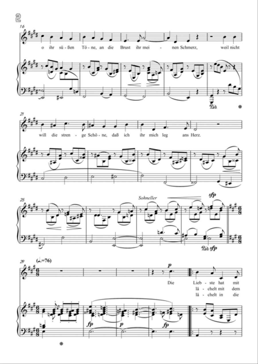 Schumann-Meine Töne still und heiter,Op.101 No.1 in E Major for Voice and Piano Voice Solo scores gallery preview page 3