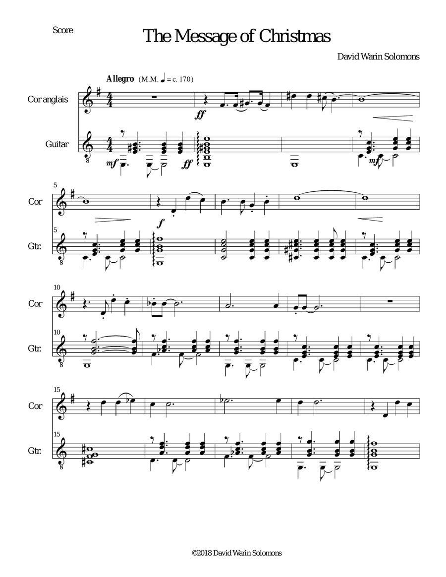 The Message of Christmas for cor anglais and guitar English Horn scores gallery preview page 1