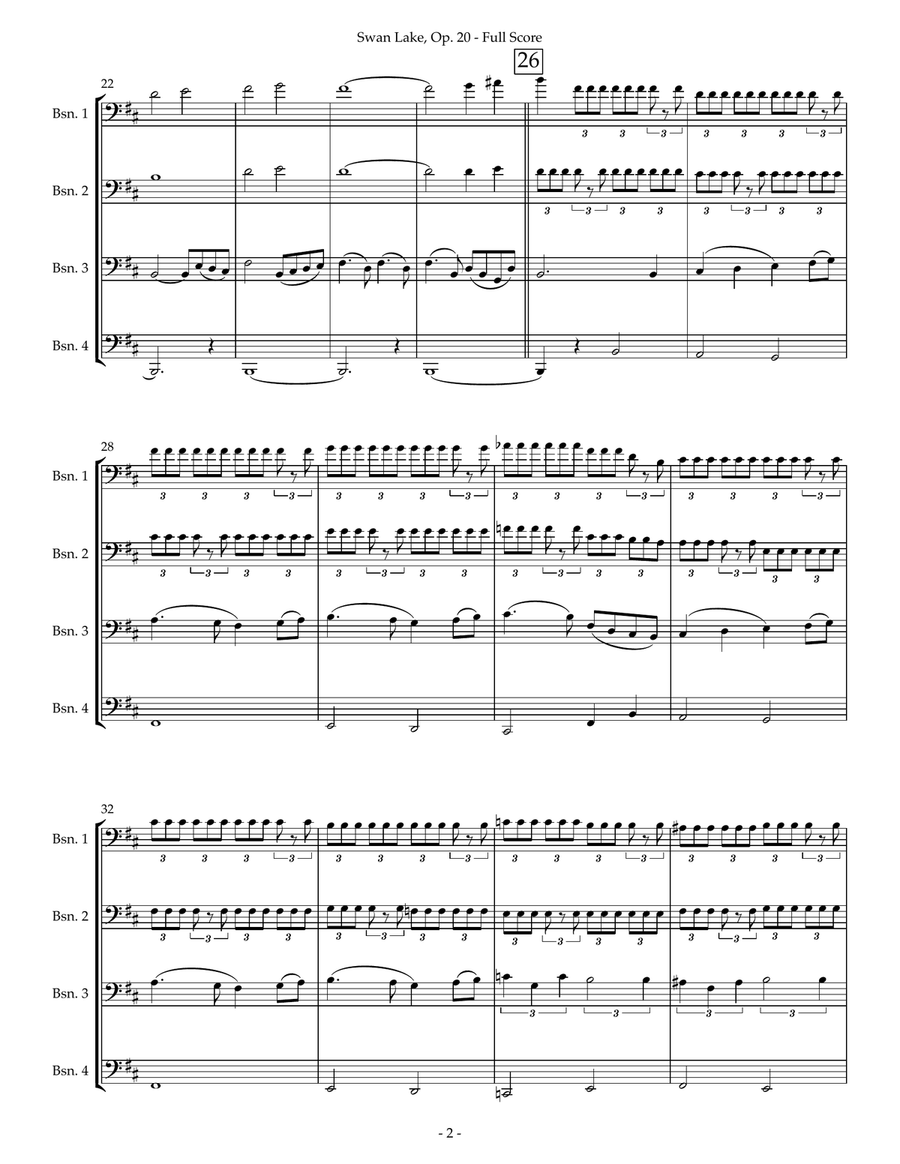 Swan Lake (for Bassoon Quartet) Bassoon Quartet scores gallery preview page 6