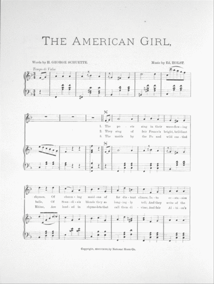 The American Girl. Waltz . . . Song and Refrain Voice scores gallery preview page 2