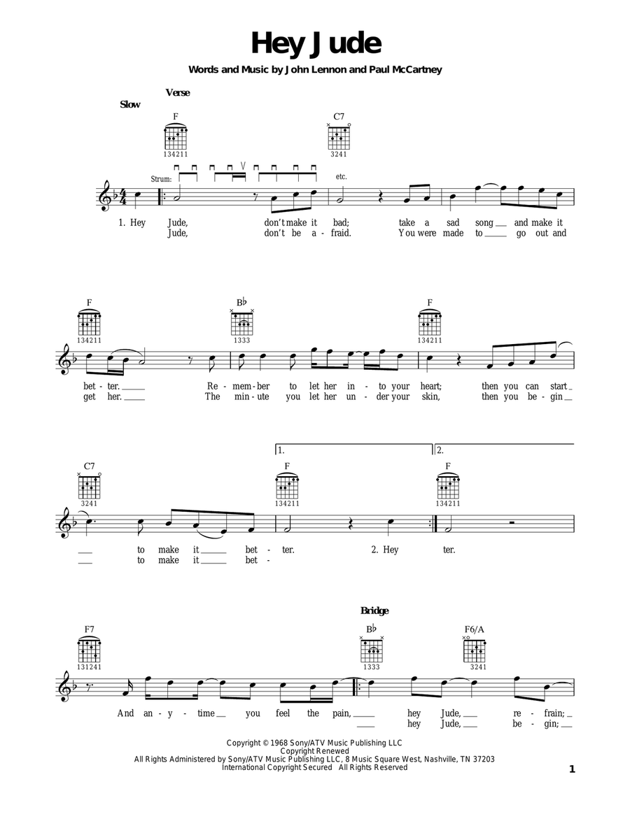 Hey Jude Hey Jude Acoustic Guitar scores gallery preview page 1