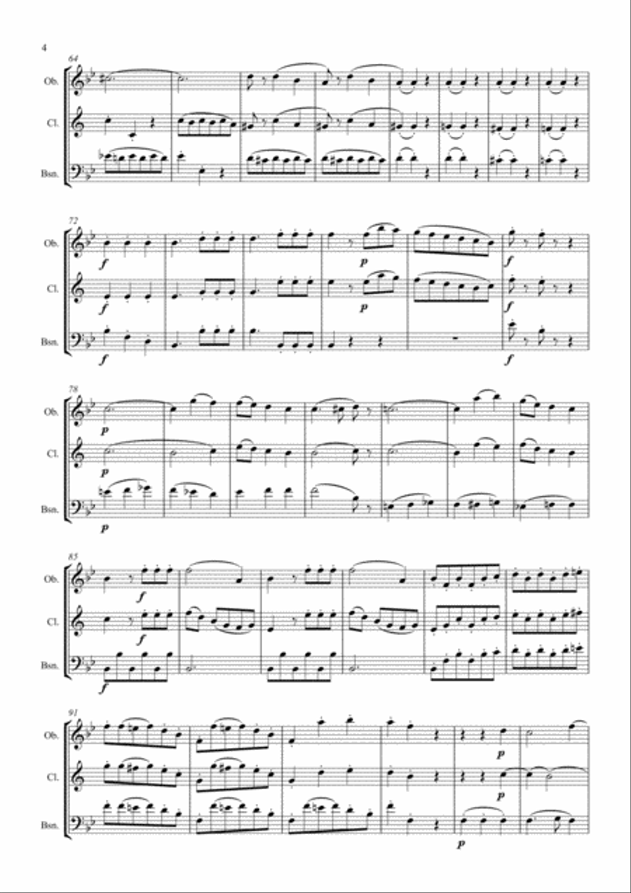 W. A. Mozart - Divertimento No. 1 in Bb, K. 439b arranged for oboe, clarinet and bassoon Woodwind Trio scores gallery preview page 5