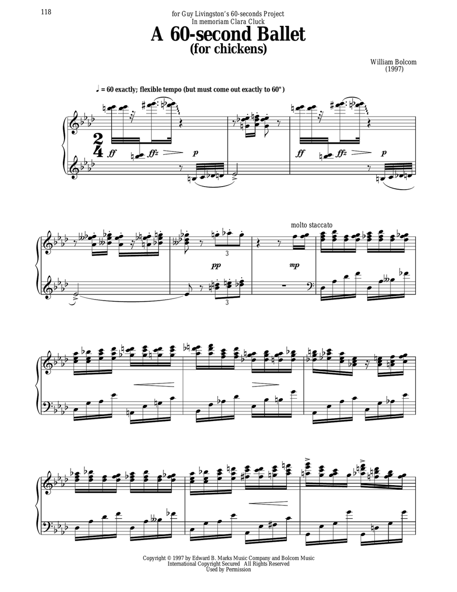 A 60-Second Ballet (For Chickens) Piano Solo scores gallery preview page 1