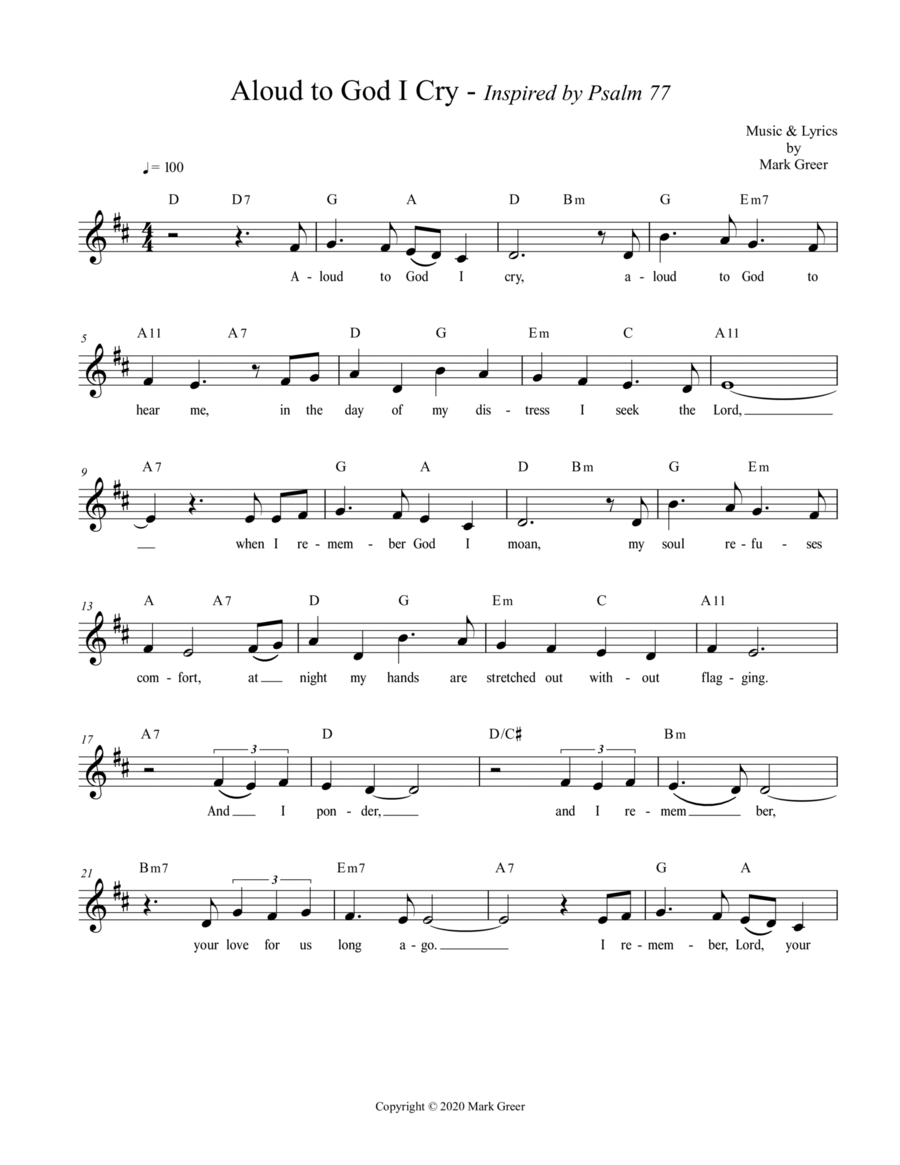 Aloud to God I Cry - Inspired by Psalm 77 Guitar scores gallery preview page 1