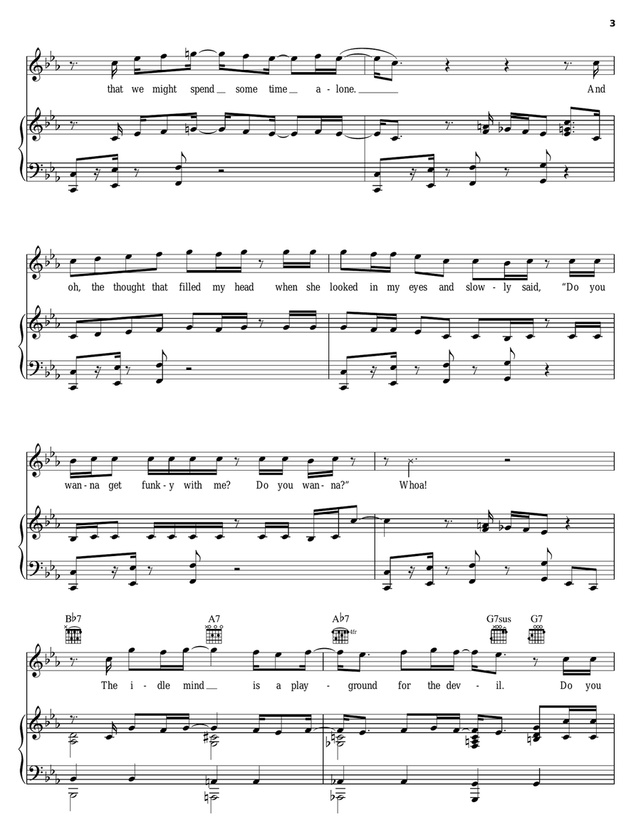 Do You Wanna Get Funky With Me Piano, Vocal, Guitar scores gallery preview page 3