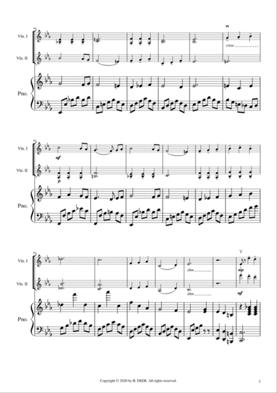Sounds and Voices for two Violins and Piano Small Ensemble scores gallery preview page 4