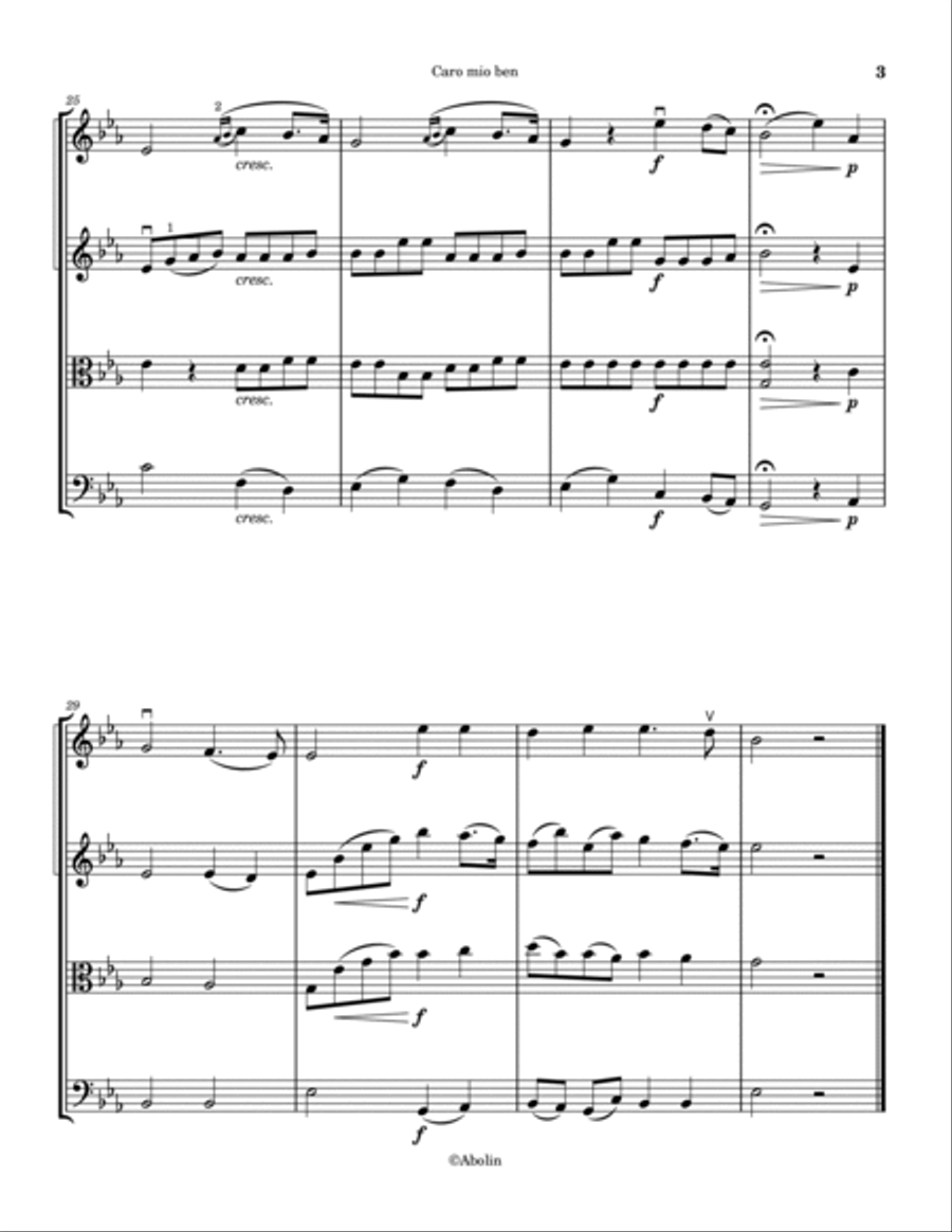 Giordani: Caro mio ben - String Quartet String Quartet scores gallery preview page 4