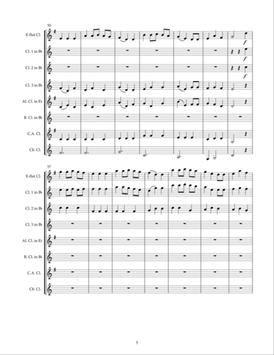 We Wish You a Merry Christmas, for Clarinet Choir Clarinet Choir scores gallery preview page 5
