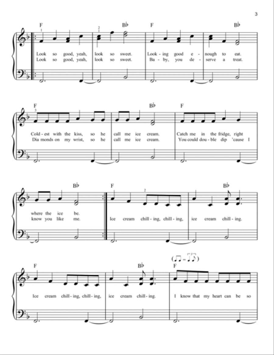 Ice Cream (with Selena Gomez) Easy Piano scores gallery preview page 3