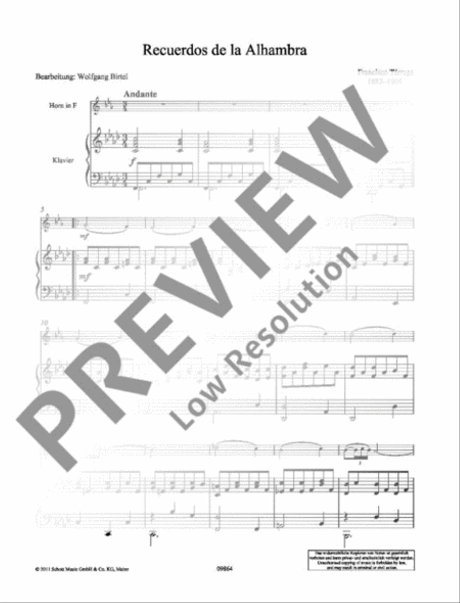 Recuerdos de la Alhambra Piano Accompaniment scores gallery preview page 4