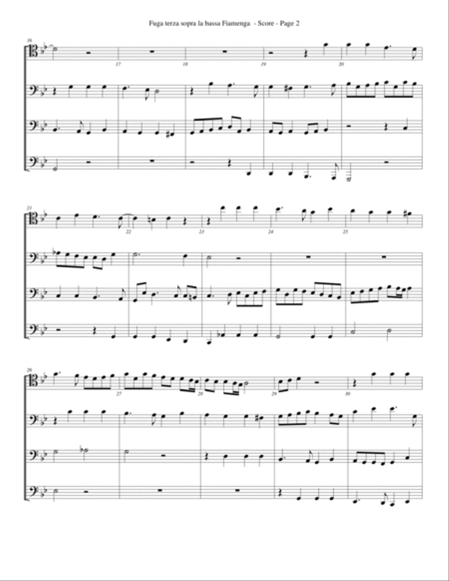 Fuga terza sopra la bassa Fiamenga for Trombone or Low Brass Quartet Small Ensemble scores gallery preview page 2