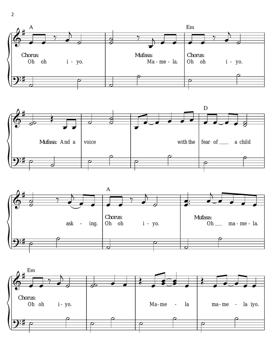 They Live In You (from The Lion King: Broadway Musical) Easy Piano scores gallery preview page 2