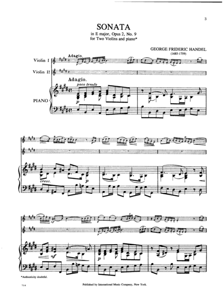 Sonata In E Major, Opus 2, No. 9