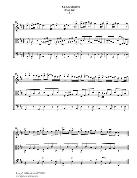 Handel: La Réjouissance from Royal Fireworks Music for String Trio image number null