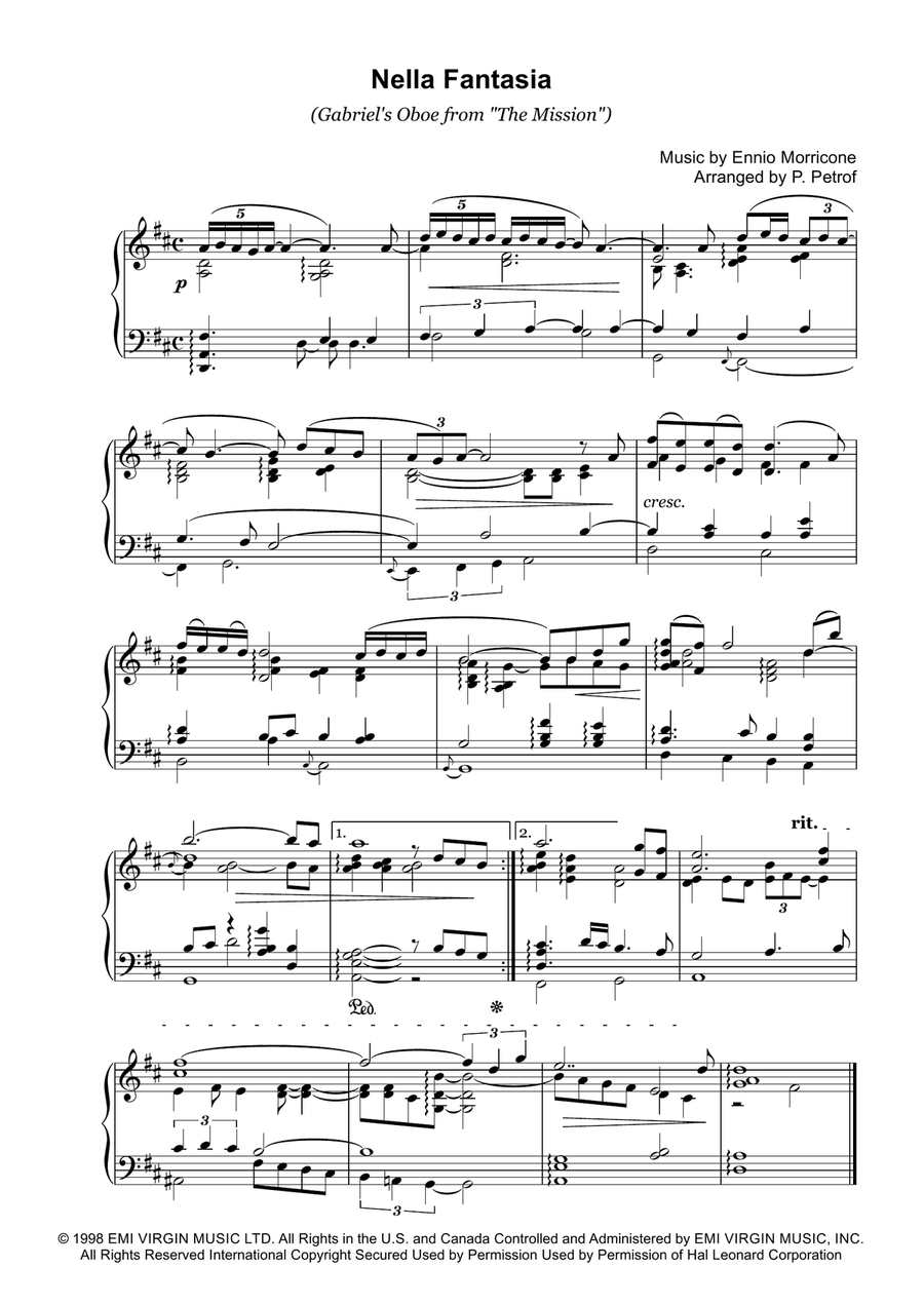 Nella Fantasia Piano Solo scores gallery preview page 1