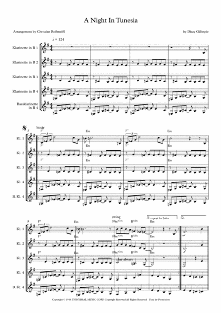 A Night In Tunisia Woodwind Quartet scores gallery preview page 2