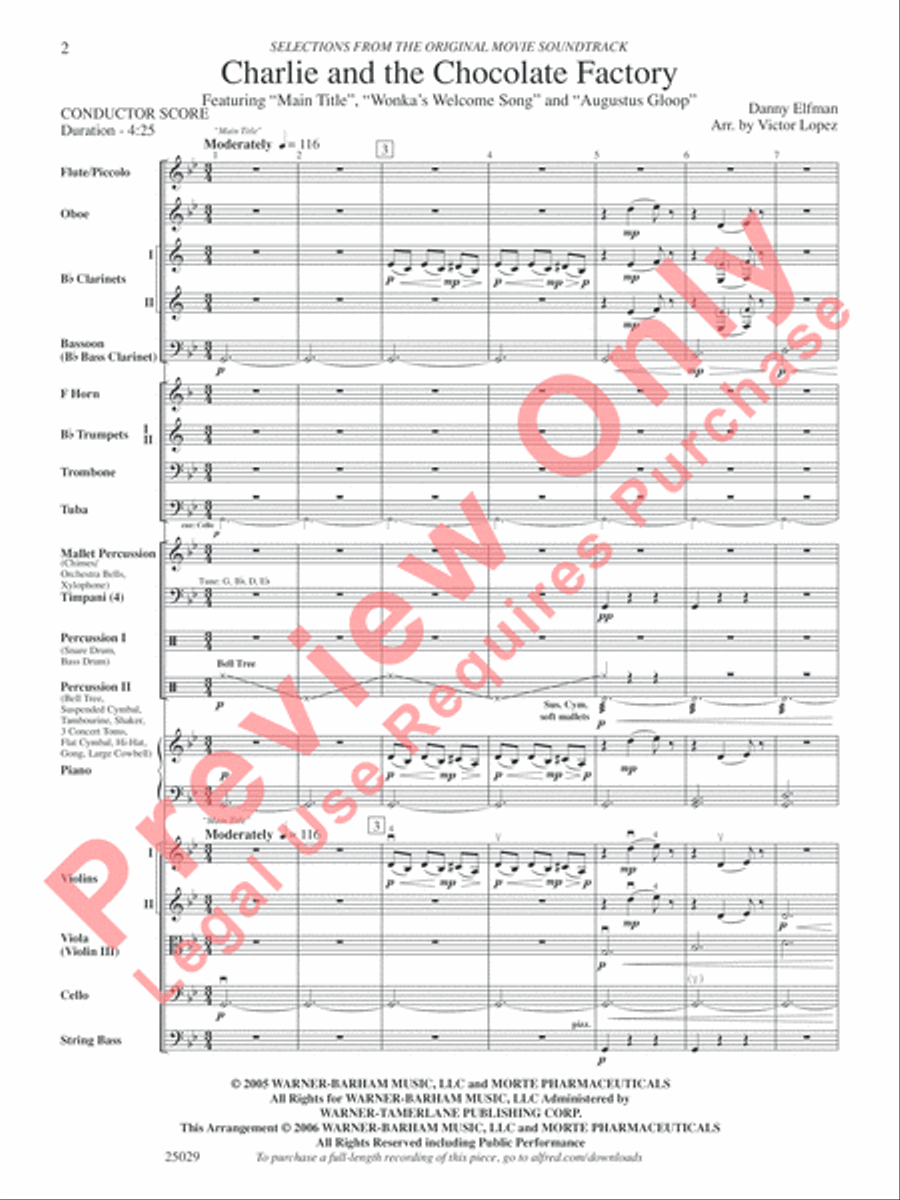 Charlie and the Chocolate Factory, Selections from the Original Movie Soundtrack Full Orchestra scores gallery preview page 3