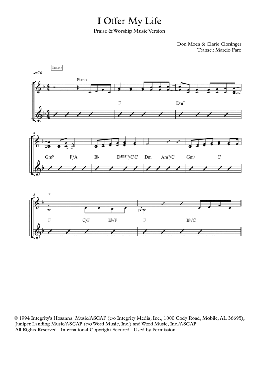 I Offer My Life Voice scores gallery preview page 1