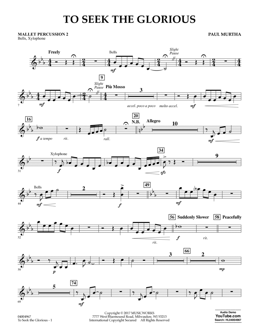 To Seek the Glorious - Mallet Percussion 2 Percussion scores gallery preview page 1
