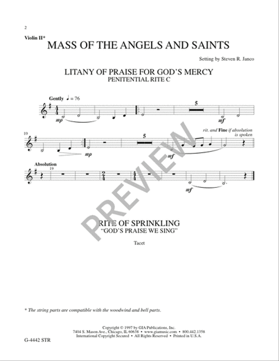 Mass of the Angels and Saints - String edition