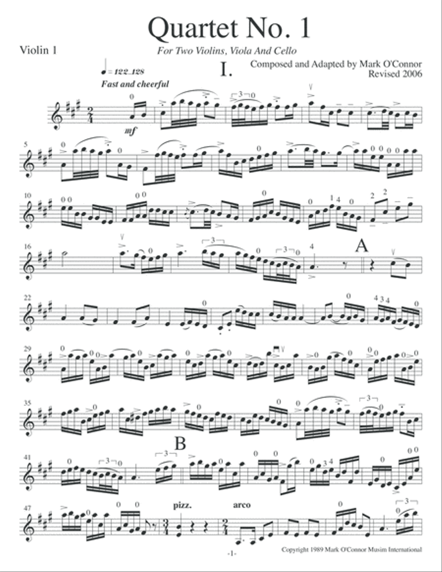 String Quartet No. 1 (violin 1 part - two vlns, vla, cel) String Quartet scores gallery preview page 4