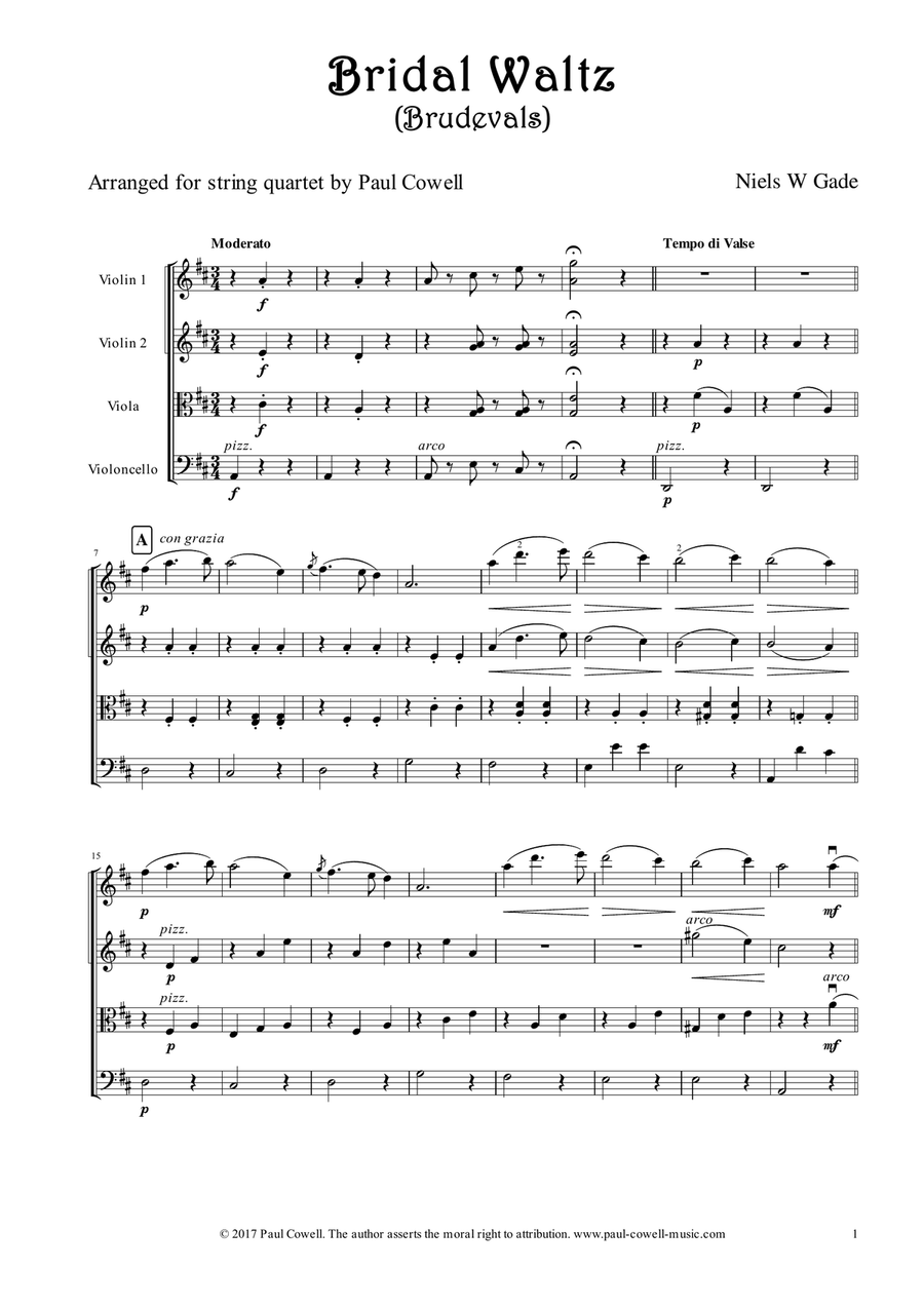 NIELS GADE Bridal Waltz for string quartet String Quartet scores gallery preview page 3