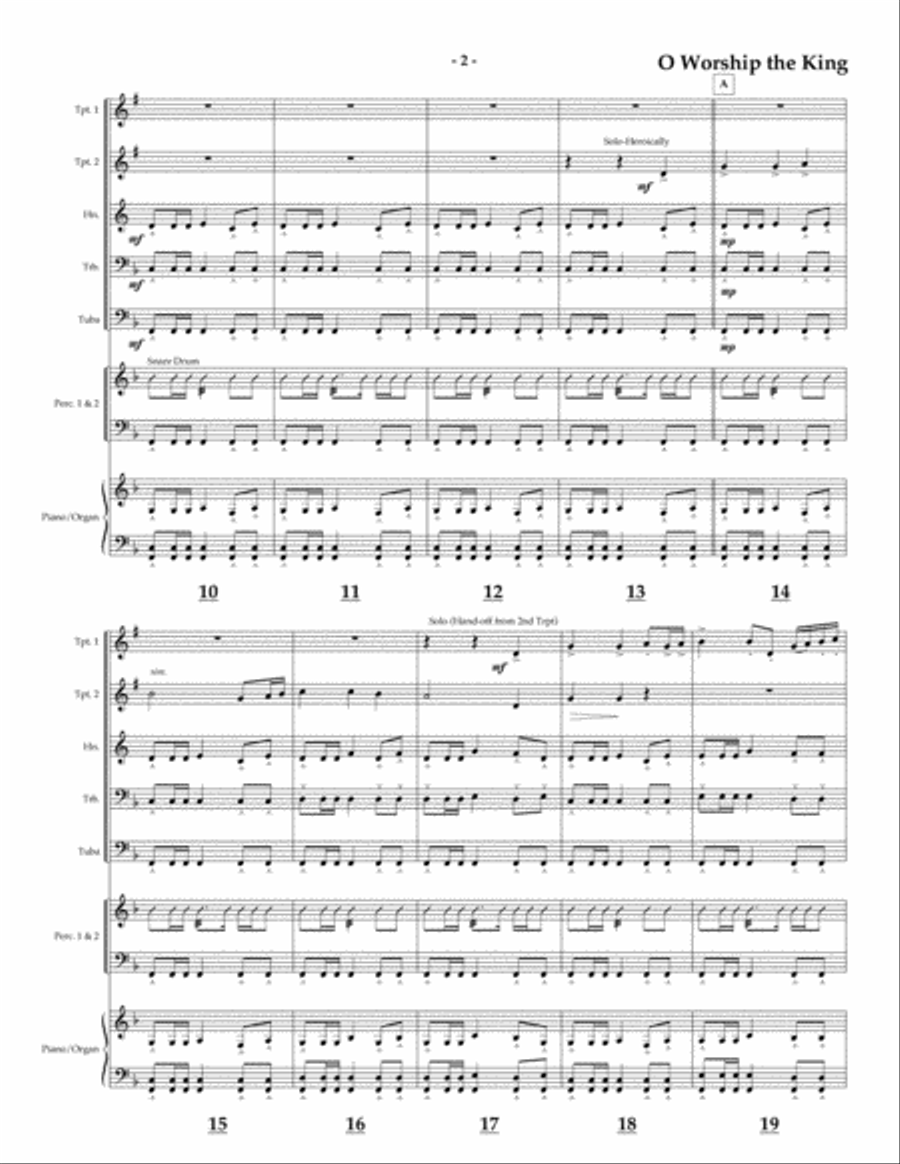 O Worship the King for Brass Quintet Brass Quintet scores gallery preview page 2