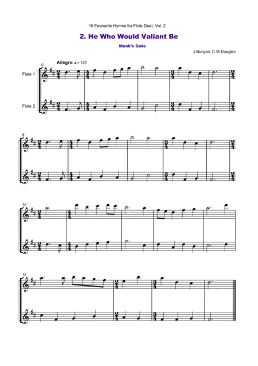 16 Favourite Hymns Vol.2 for Flute Duet Flute Duet scores gallery preview page 3